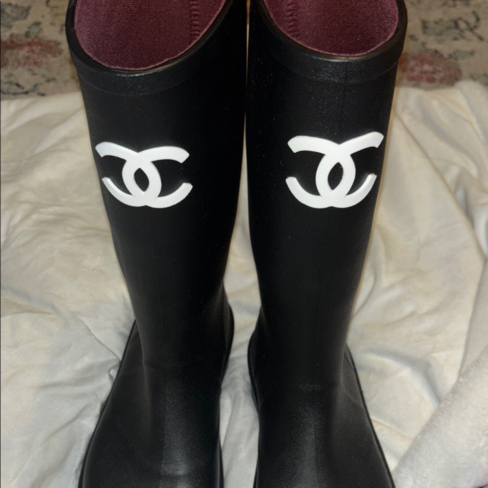 Chanel Women's Black Rain Boots